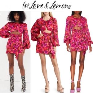 For Love & Lemons Lauren Long Sleeve Mini Dress 244$